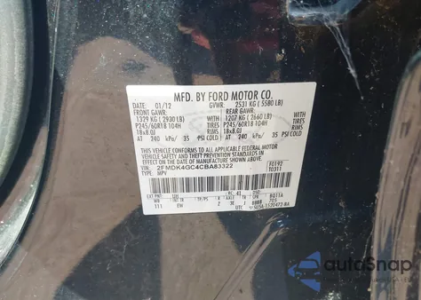 2012 Ford Edge Se from USA, damaged, VIN 2FMDK4GC4CBA83322